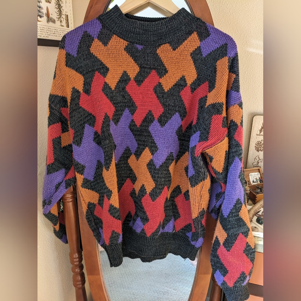 Funky Vintage 90s PERMIT Grandpa Pullover Sweater